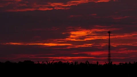 Antenna tower with sunset, Time Lapse 4k video Stock-Footage 82987731