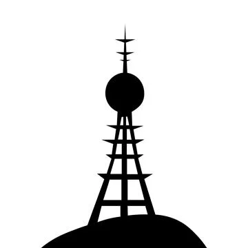 Antenna vector black icon on white background Illustrazione stock