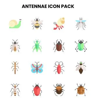 Antennae Flat Design Icons Pack Stock Illustration