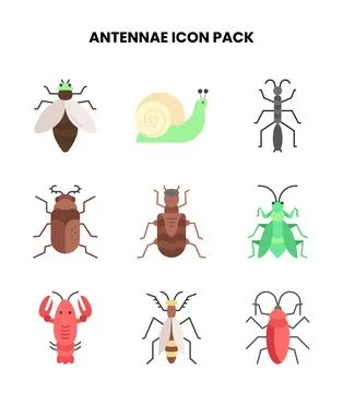 Antennae Flat Graphics Icons Pack Stock Illustration