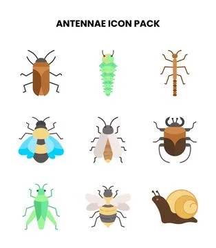 Antennae Flat Graphics Icons Pack Stock Illustration