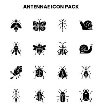 Antennae Glyph Bundle Icons Pack Stock Illustration