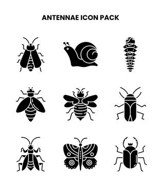 Antennae Glyph Vector Icons Pack Stock Illustration