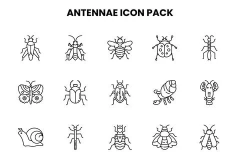 Antennae Line Graphics Icons Pack Stock Illustration