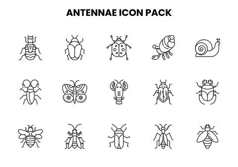 Antennae Line Icons Pack Stock Illustration
