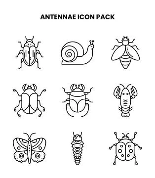 Antennae Line Icons Pack Stock Illustration