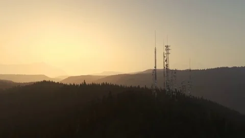 Antennas complex on a forest hill Stock Footage 76708126