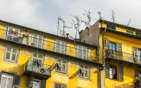 Antennas on the roof. Stock Photos