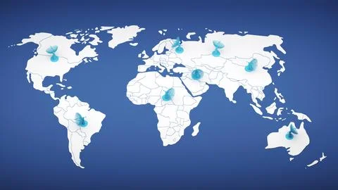 Antennas on the world map Illustrazione stock
