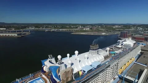 Anthem of the Seas, Norwegian Gem Docked Aerial View Stock Footage 137683050