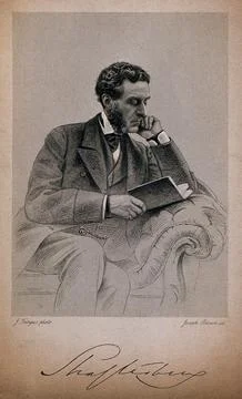 Anthony Ashley Cooper, 7th Earl of Shaftesbury. Stipple engraving by J. Bro.. Stock Illustration