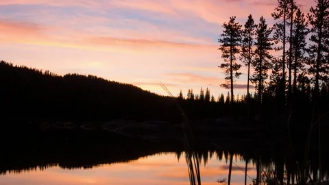 Anthony Lake Orange Sunset 2 Elkhorn Mountains Oregon Wallowa 92 Stock Footage 82040450