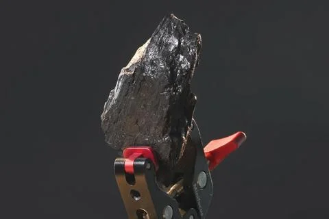 Anthracite coal, sample of stone for laboratory research, clampe Stock Photos
