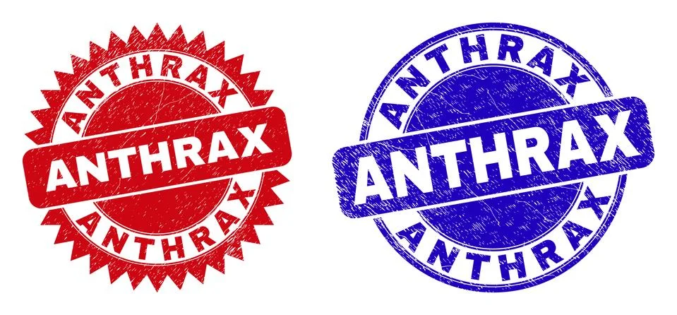 ANTHRAX Rounded and Rosette Seals with Corroded Style Stock Illustration