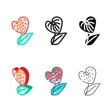 Anthurium flower color icon vector types Stock Illustration