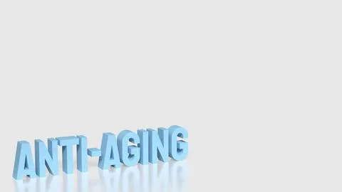 Anti Aging Concept with Blue 3D Typography on Minimal Background 3d render. Stock Illustration