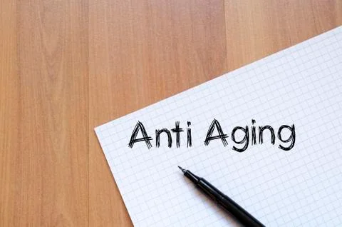 Anti aging write on notebook Foto stock