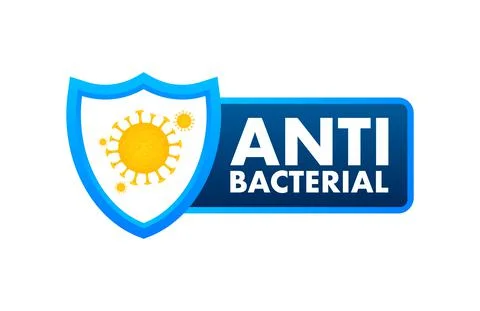 Anti bacterial and virus solution. 3d shield icon. White background Stock Illustration