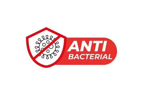 Anti bacterial and virus solution. shield icon. White background Illustrazione stock