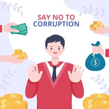 Anti Corruption Background Template Flat Cartoon Vector Illustration Stock Illustration