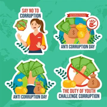Anti Corruption Day Label Flat Cartoon Hand Drawn Templates Background Illu.. Stock Illustration
