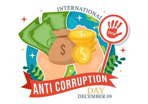 Anti Corruption Day Vector Illustration on 9 December with Stop Give Money .. Stock Illustration