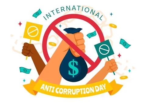 Anti Corruption Day Vector Illustration Featuring a Stop Giving Money Messa.. Stock Illustration