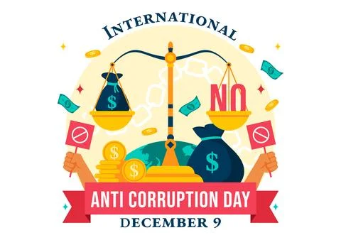 Anti Corruption Day Vector Illustration Featuring a Stop Giving Money Messa.. Stock Illustration