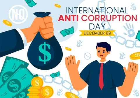 Anti Corruption Day Vector Illustration Featuring a Stop Giving Money Messa.. Stock Illustration