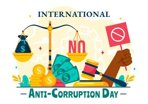 Anti Corruption Day Vector Illustration Featuring a Stop Giving Money Messa.. Stock Illustration