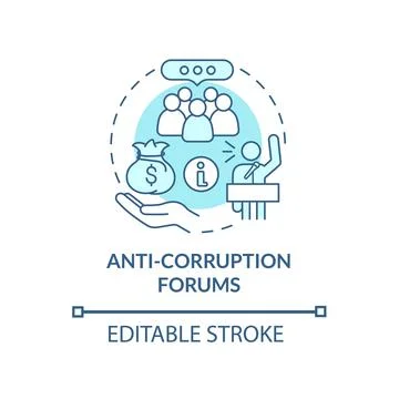 Anti corruption forums blue concept icon Stock Illustration