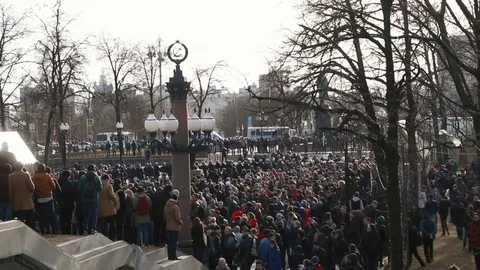 Anti-corruption protests, Pushkinskaya square. Stock Footage 74127925