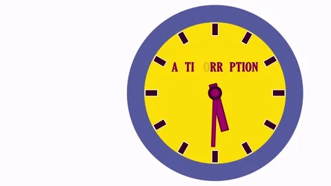 ANTI CORRUPTION on a wall clock with a yellow dial and hands on a white Stock Footage 317529794