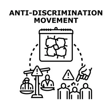 Anti discrimination movement fighting for equality and justice Stock Illustration