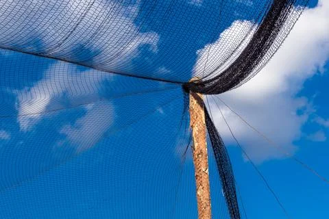 Anti-drone nets defense system near Kramatorsk, Ukraine 库存照片