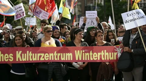 Anti Erdogan protest Stock Footage 55495023