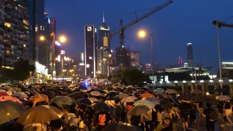 Anti Extradition Bill protest. Protesters make way for the ambulance.18 Aug 2019 Stock Footage 116321874