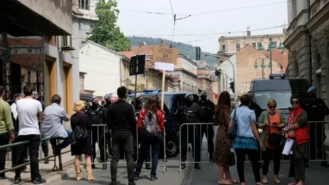 Anti-fascist protests during COVID-19 pandemic Stock Footage 140457446