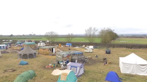 Anti Fracking Protest Camp 库存影片 80222009