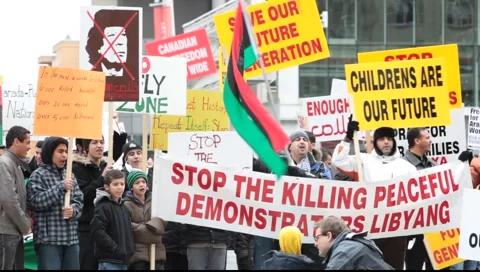 Anti Gaddafi Protest - Libya - Canada Stock Footage 1242868