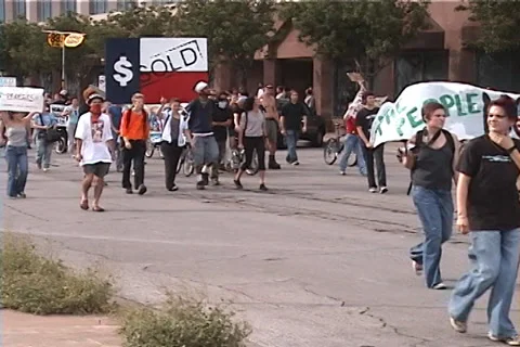 Anti-Globalization Protest in Austin, Texas Video stock 34999028