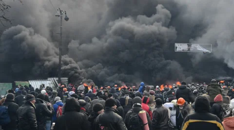 Anti-government protest in Kiev Stock Footage 34313571
