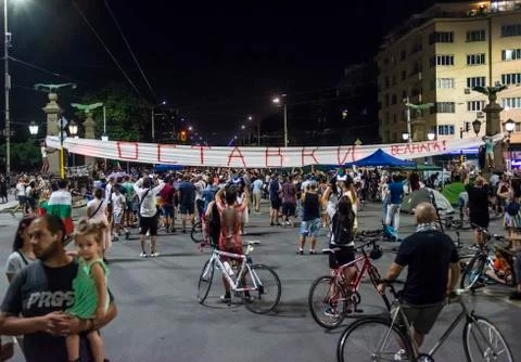 Anti-government protests in Sofia continue Stock Photos