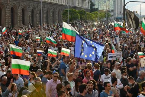 Anti-government protests in Sofia Stock Photos