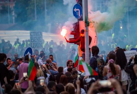 Anti-government protests in Sofia Stock Photos