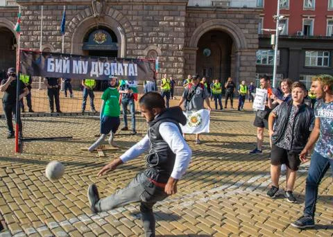 Anti-government protests in Sofia Stock Photos