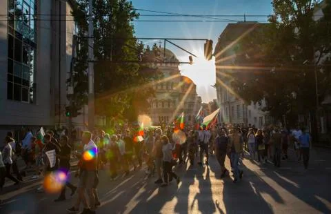 Anti-government protests in Sofia Stock Photos