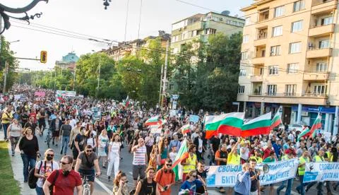Anti-government protests in Sofia Stock Photos