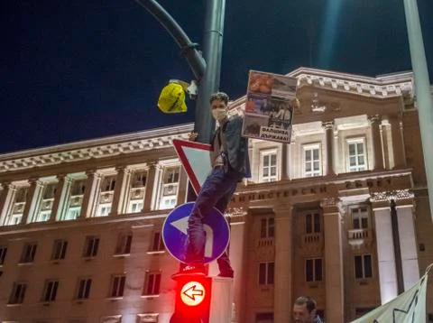 Anti-government protests in Sofia Stock Photos