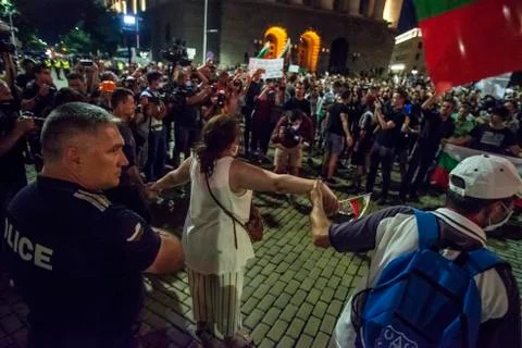 Anti-government protests in Sofia Stock Photos